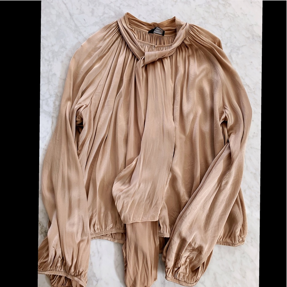 Steffen Schraut pleated Silk blouse wiz collar tie